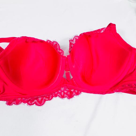 La Senza Bra Lot 2 Size 34DD Red Black Padded Sheer Underwire Push Up Lace New - Picture 7 of 13
